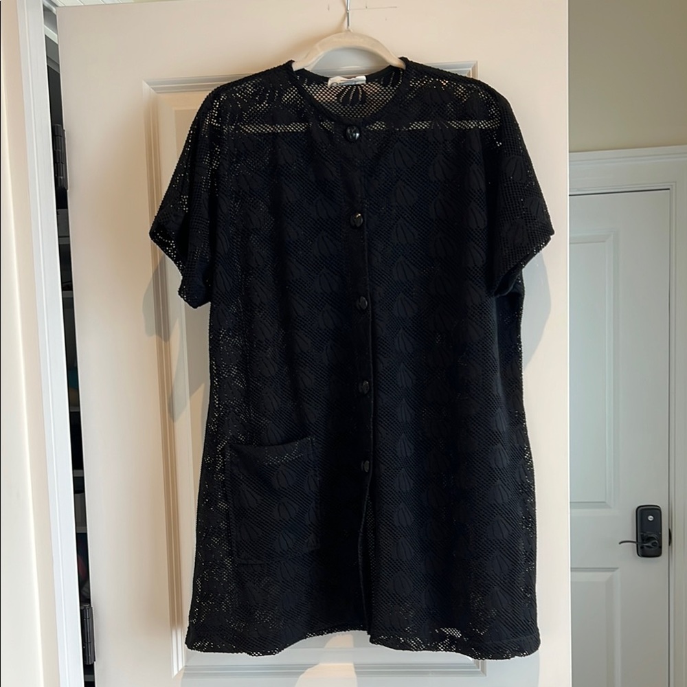 Black Button-Up Swim Coverup